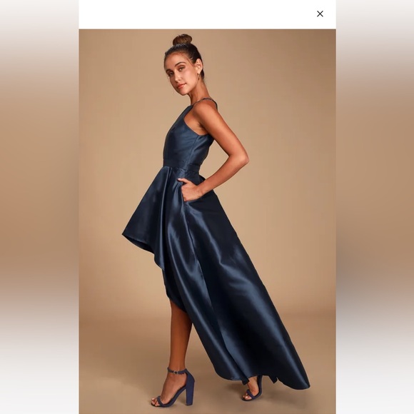 Lulu’s NWT Broadway Show Navy Blue High-Low Maxi Dress Gown Large - Picture 2 of 15